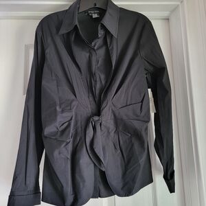 Etcetera Black Button Down tie front